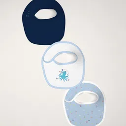 Nauti Nati Infant Pack Of 3 Graphic Printed Cotton Bibs-43