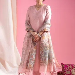 Gilori Women Solid Embroidered Kurta with Trousers & Dupatta-picture-41
