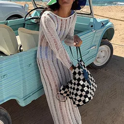 JC Mode Self-Designed Boat Neck Maxi Swimwear Cover Up Top-image-98