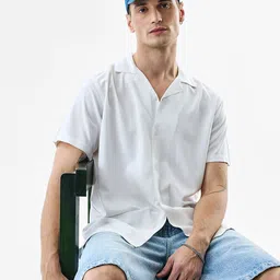 Snitch Cuban Collar Relaxed Fit Casual Shirt-image-92