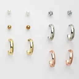 DressBerry Set Of 6 Rhodium-Plated Circular Studs image 3