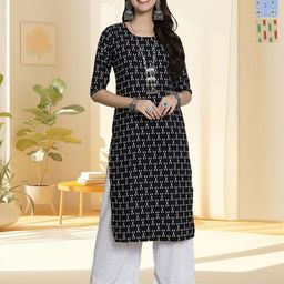 HERE&NOW Women Pack of 3 Ethnic Motifs Printed Daily Straight Kurtas-picture-8