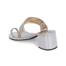 Zebba Embellished PU Block Gladiators with Tassels image 4