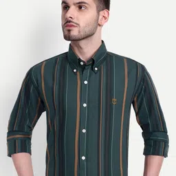 The Collared Men Classic Tailored Fit Vertical Striped Cotton Casual Shirt-image-72