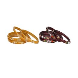 Somil Elegant Combo Glass Bangle Set | Handmade Traditional Chudi For Women | Perfect For Daily & Occasion Use, Combo of 2 Set, Yellow, Maroon-image-77