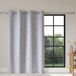 DDecor Grey Floral Printed Room Darkening Door Curtain-30