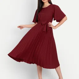 PTVIZE Women Round Neck Fit & Flare Dress-image-75