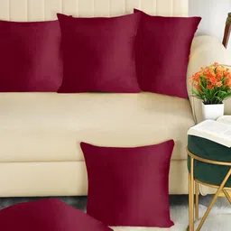 IVAZA Purple Set of 5 Velvet Square Cushion Covers-11