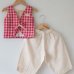 LOVE THE WORLD TODAY Girls Checked Top with Trouser-image-44