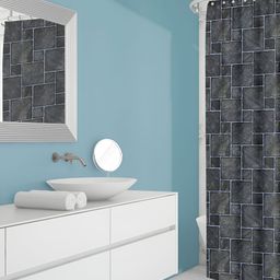 ArtzFolio Black & Blue Printed Waterproof Shower Curtain-image-102