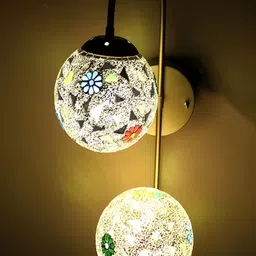 KINIS Gold-Toned & White Printed Quirky Spherical Shaped Metal Wall Lamp-15