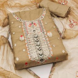 SHADOW & SAINING Organza Semi-Stitched Dress Material-image-99