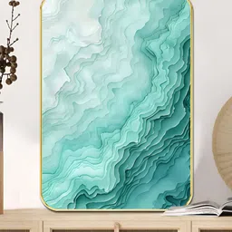 Myntra Elegant Homes Blue & White Wood Abstract Ocean Waves Sparkle Wall Art image 3