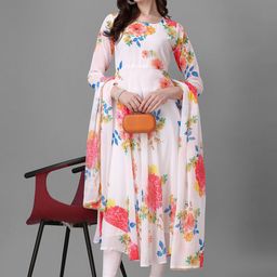 Raiyani Enterprise Floral Printed Scoop Neck Anarkali Kurta-image-48