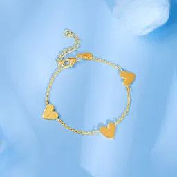 GIVA Golden Triple Heartbeat Kids Bracelet-image-72