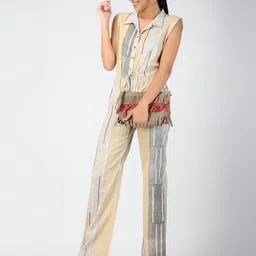 Banana Labs Striped Shirt Collar Cotton Basic Jumpsuit-picture-42