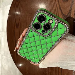 Luxury Kase Abstract Printed iPhone 13 Pro Electroplated Glitter Diamond Back Case-34