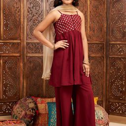 Stylo Bug Girls Printed Regular Kurta with Palazzos & With Dupatta image 4