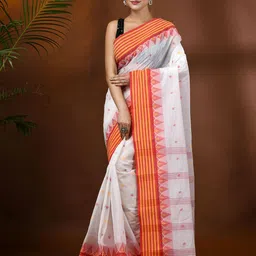DESH BIDESH Women Floral Pure Cotton Taant Saree-picture-21