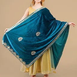 Karthav Fashion Paisley Embroidered Velvet Dupatta with Gotta Patti-17