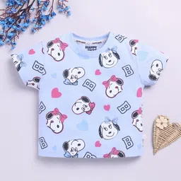 Happy Faces Girls Peanuts Printed Pure Cotton T-shirt-49