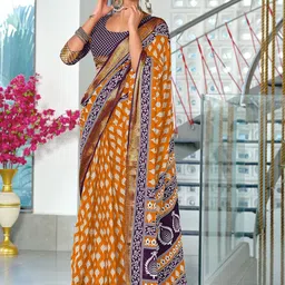 Pandadi Saree Batik Printed Zari Ready to Wear Block Print Sarees-picture-16