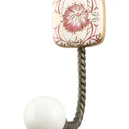 IndianShelf Pink & White Ceramic Flower Square Door Hangers Hooks for Kitchen-image-88