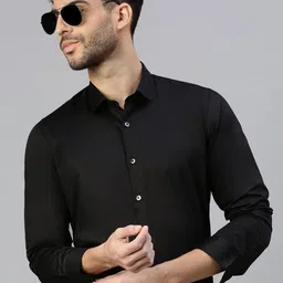 ZEDD Men Cutaway Collar Solid Cotton Casual Shirt-image-92
