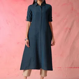 Anouk Women Striped Thread Work Kurta-23