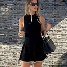 Alamode By Akanksha Women Black Abby Luxe Short Knit Dress-image-75