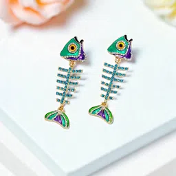 AVANT-GARDE PARIS Gold-Plated Rhinestones Studded Fish Shaped Studs-image-84