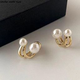 PolluxCraft Korean Gold-Plated Pearls Studded Contemporary Shaped Studs-image-45