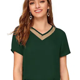 DHRUVIL IMPEX Women Solid V-Neck Short Sleeves Regular Top-picture-10