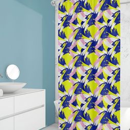 ArtzFolio Yellow & Blue Printed Waterproof Polyester Shower Curtain-image-73
