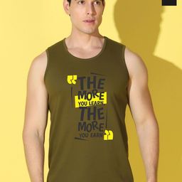 WOOSTRO Pack Of 2 Printed Super Combed Cotton Gym Vests VWS26(MORE OLIVE)(RUN BLACK)-image-27