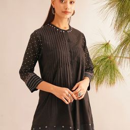 JAYPORE Mandarin Collar Embroidered Tunic-image-29