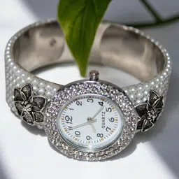 Jolly Faces Women Stone Oxidised Pearl Dial & Bracelet Style Straps Analogue Watch JFW343-picture-2