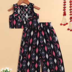 The Magic Wand Girls Printed Top with Palazzos-picture-10