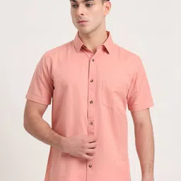 JADE BLUE Cutaway Collar Slim Fit Opaque Casual Cotton Shirt-image-89