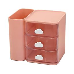 HOUSE OF QUIRK Pink Plastic 3 Tier with 1 Holder Storage Box-39