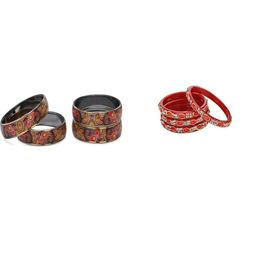 1ST TIME Set Of 8 Multicoloured Alloy Artificial Stones & Beads Antique Bangles-picture-6