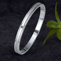 MEENAZ Men Silver Plated Stainless Steel Kada Bracelet-image-93