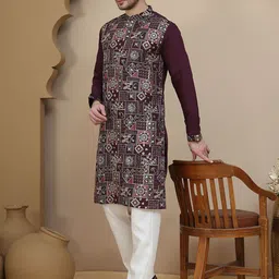 Jompers Men Ethnic Motifs Embroidered Regular Thread Work Kurta Sets-picture-15