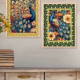 Kotart Brown & Blue 2 Piece Wood Abstract Wall Paintings-picture-32