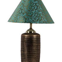 BrightDaisy Green Printed Terracotta Frusturical Shaped Table Lamp image 2