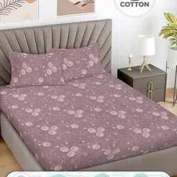 FABINALIV Purple & Beige Floral Printed 300 TC Cotton King Bedsheet 2.50 m x 2.25 m-image-45