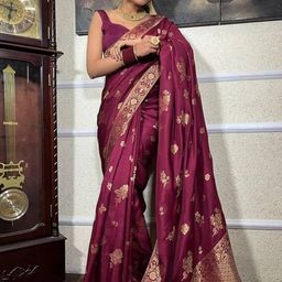VILLE FASHION Floral Zari Kanjeevaram Saree-image-71