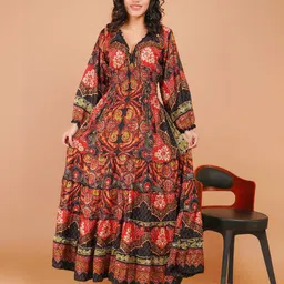 Boholyfe Women Bohemian Printed A-Line Maxi Dress-picture-43