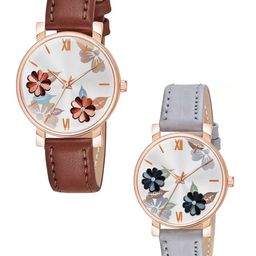 THE SHOPOHOLIC Women Pack Of 2 Printed Dial & Leather Straps Analogue Watch K-BR-G-image-78