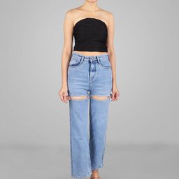 Wear Your Words Women Embellished Wide Leg Cut Out Jeans Taylor-image-14